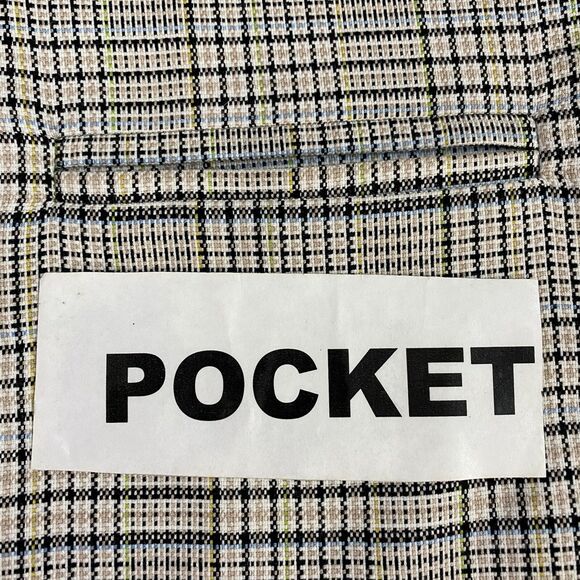 SO Blazer Womens Large Light Academia Jacket Work Office Casual Preppy Tan Plaid - Picture 6 of 16